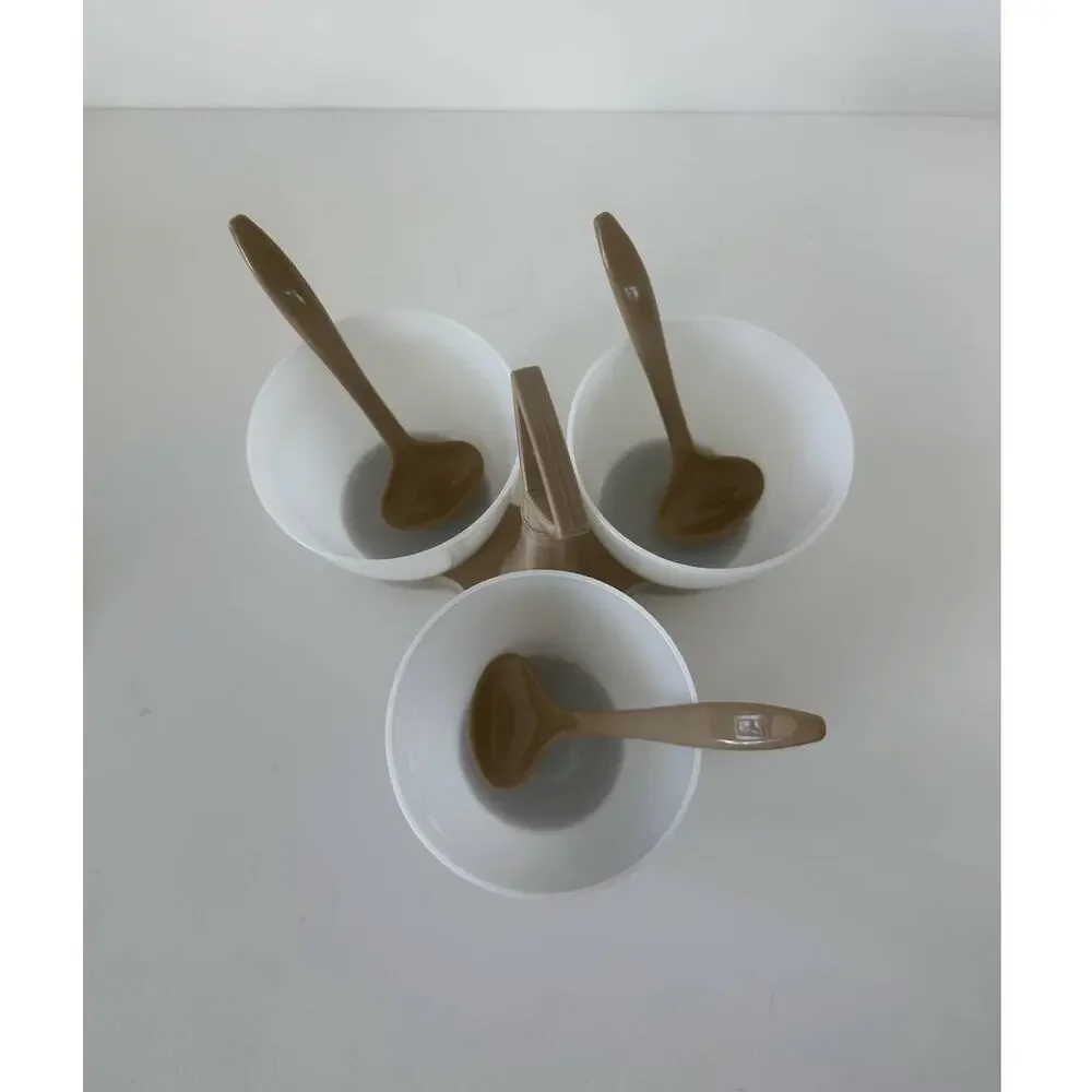 Vintage Tupperware Condiment, Caddy, Serving Set Almond & Sheer  #757, 758, 872